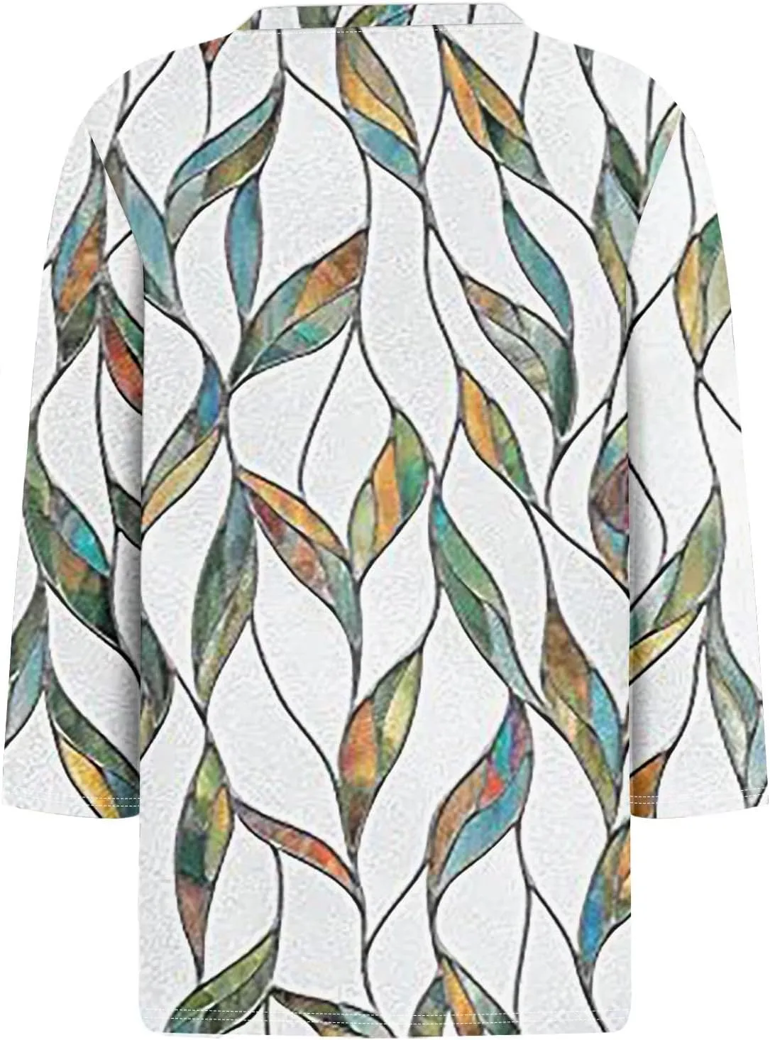 3/4 Length Sleeve Womens Tops Summer 2025 Dressy Casual Crew Neck Shirts Plus Size Loose Fit Spring Floral Blouse