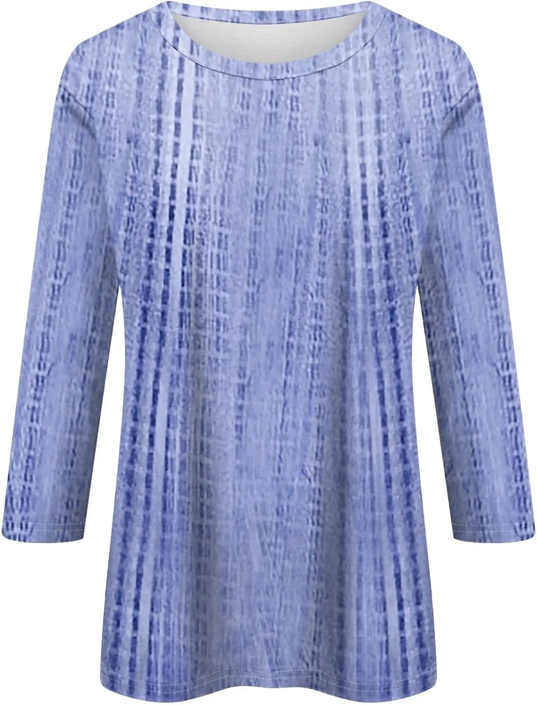 3/4 Length Sleeve Womens Tops Summer 2025 Dressy Casual Crew Neck Shirts Plus Size Loose Fit Spring Floral Blouse