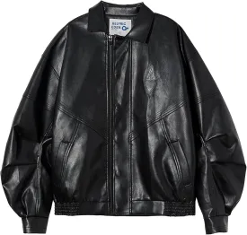 Aelfric Eden Womens Faux Leather Jacket Y2k Motorcycle Bomber Jackets Oversized Moto Jacket Streetwear