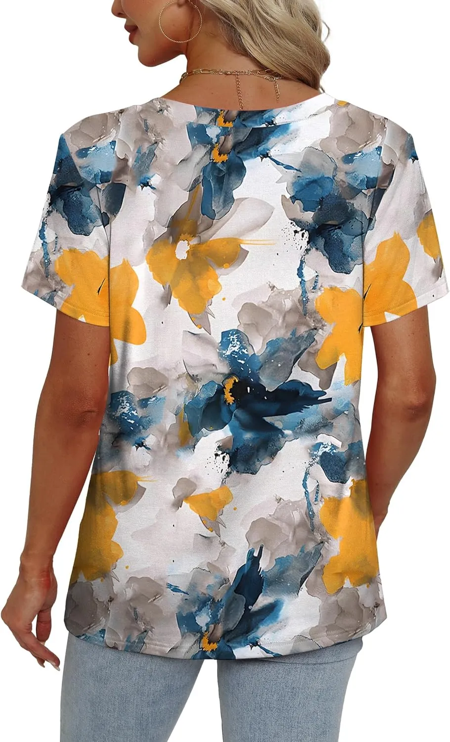 Alaroo Womens Summer Tops 2025 V Neck Short Sleeve Shirts Trendy Dressy Casual Vacation Outfits Printed