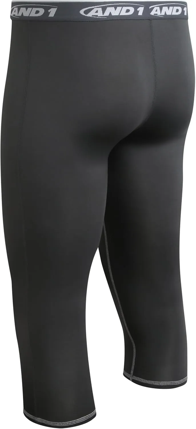 AND1 Men's Compression Pants - Athletic Performance Leggings Compression Tights - Full Length & Crop Base Layer Pants (S-XL)