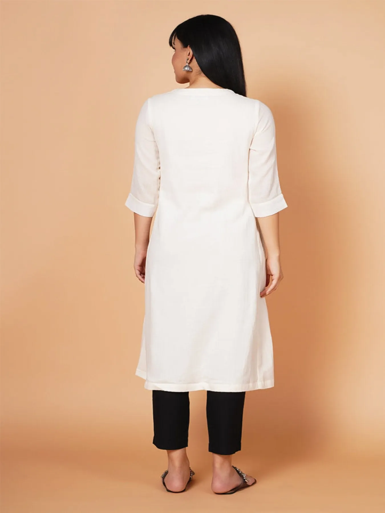 Barara Ivory Solid A-line Kurta