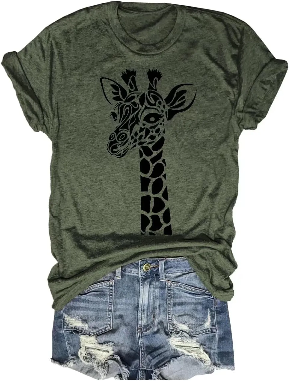 Beopjesk Womens Summer Giraffe Printed T-Shirt Funny Cute Animal Graphic Tees Tops