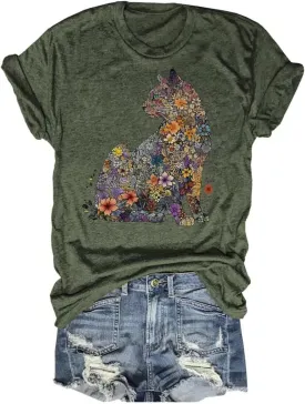 Beopjesk Womens Summer Giraffe Printed T-Shirt Funny Cute Animal Graphic Tees Tops