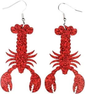 Colorful Hollow Out Acrylic Glitter Seahorse Dangle Drop Earrings Bohemian Cute Multicolor Animal Seahorse Lobster Earrings for Women Beach Vacation Jewelry Gifts