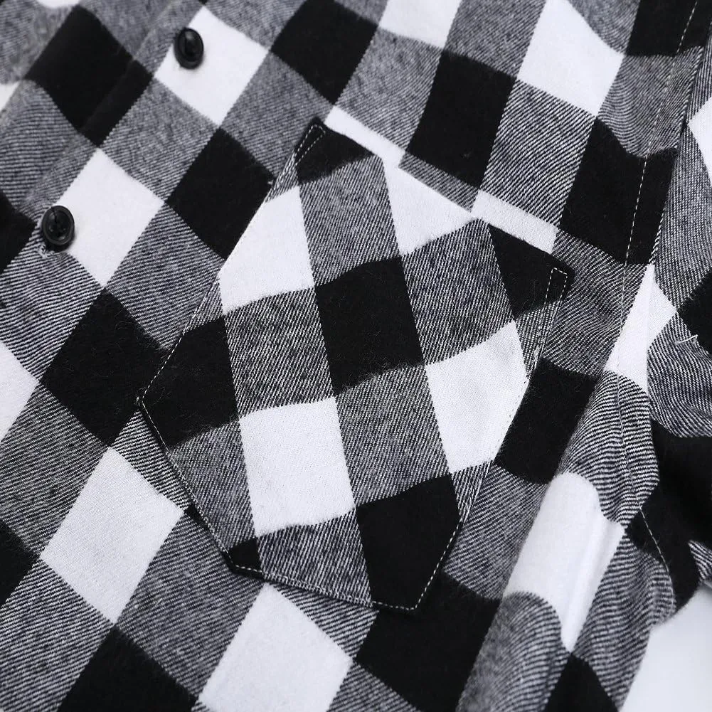 DOKKIA Men's Casual Dress Long Sleeve Buffalo Plaid Checkered Fitted Flannel Shirt