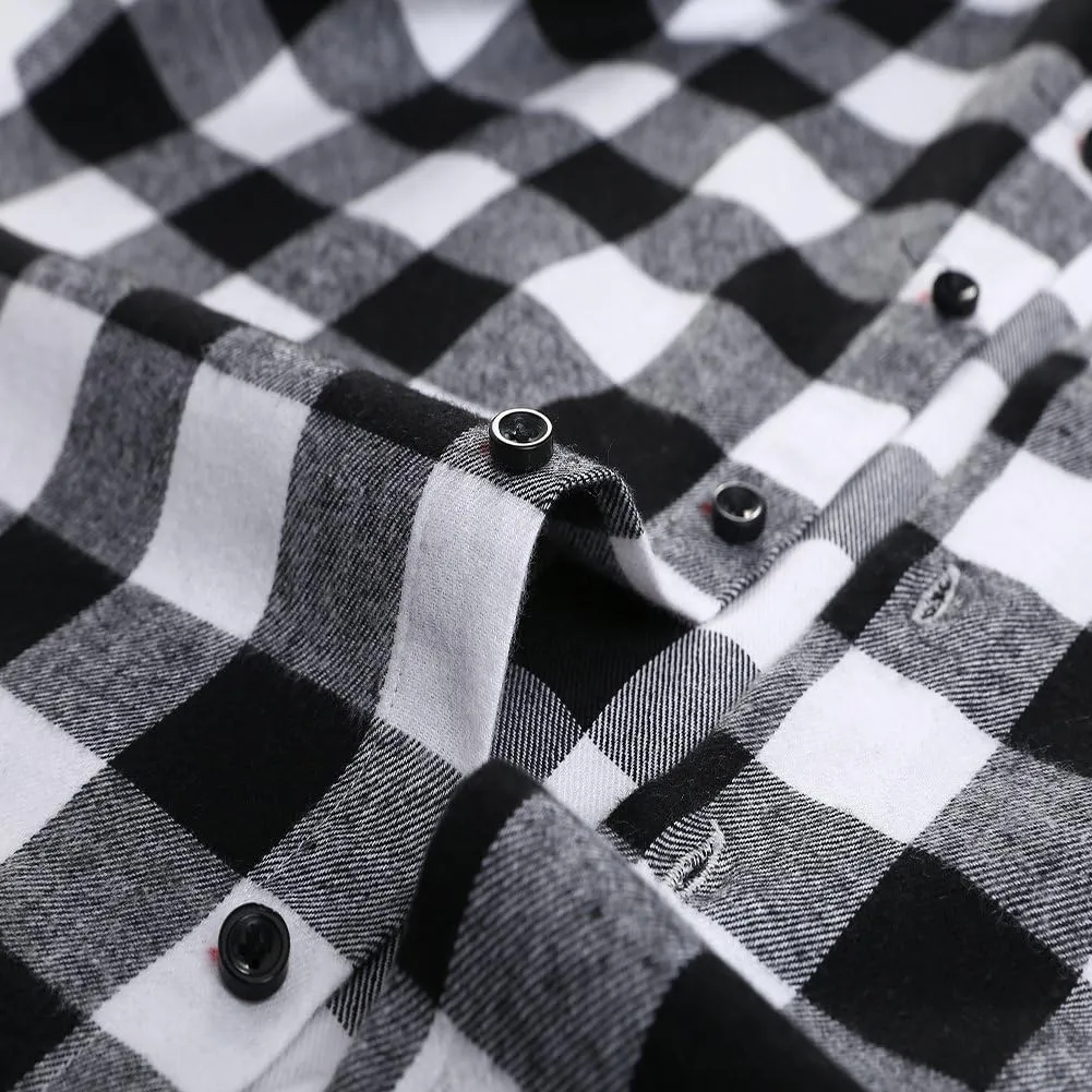 DOKKIA Men's Casual Dress Long Sleeve Buffalo Plaid Checkered Fitted Flannel Shirt