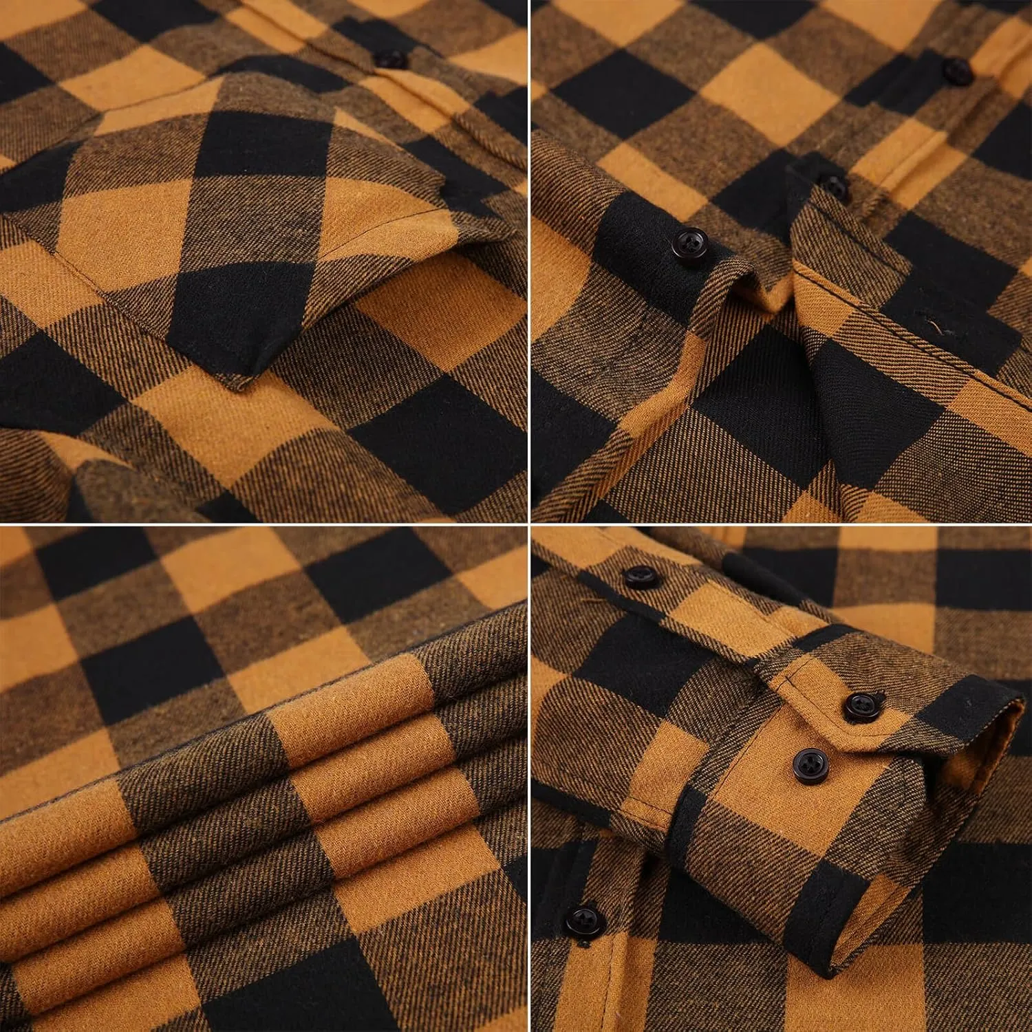 DOKKIA Men's Casual Dress Long Sleeve Buffalo Plaid Checkered Fitted Flannel Shirt