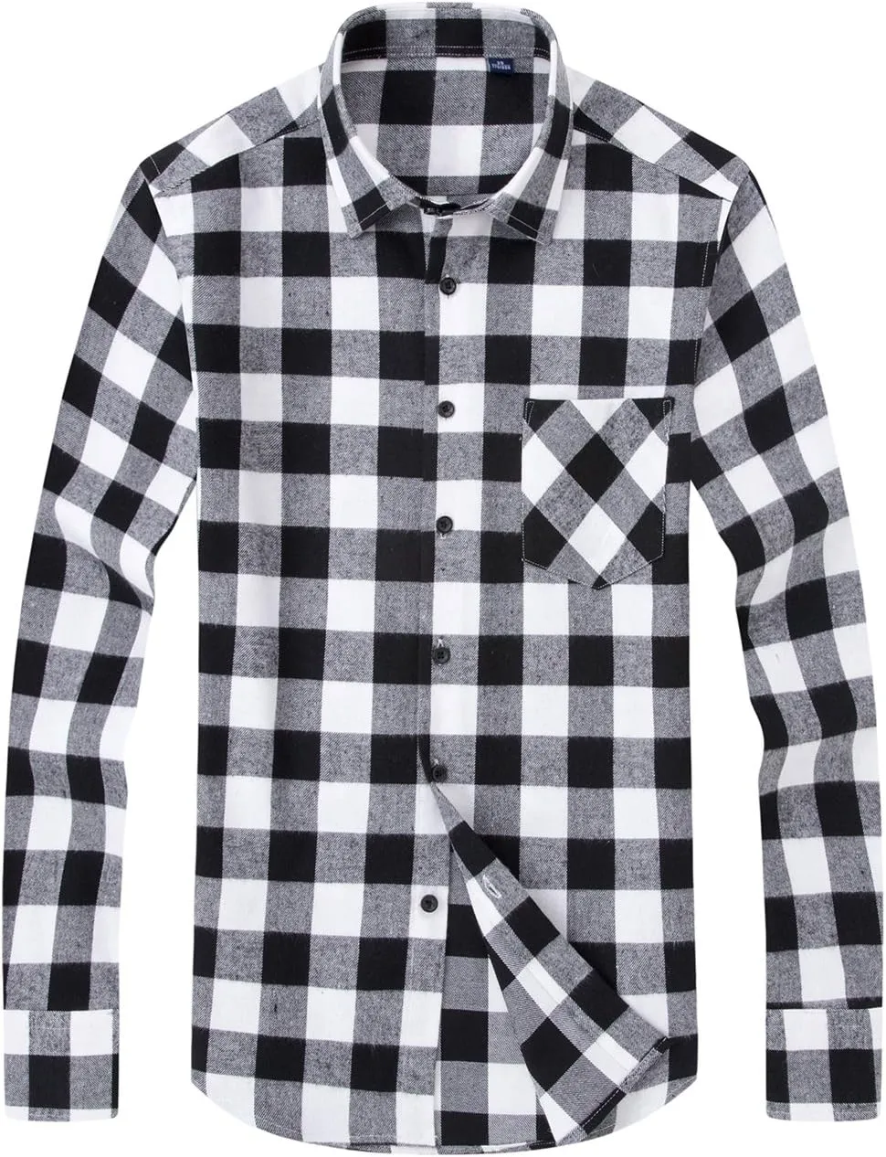 DOKKIA Men's Casual Dress Long Sleeve Buffalo Plaid Checkered Fitted Flannel Shirt
