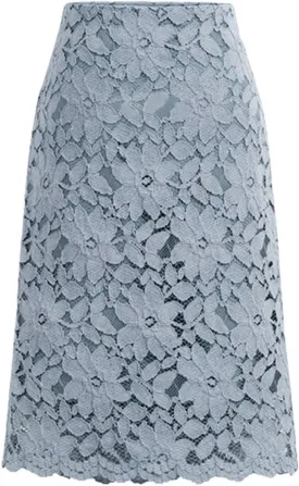 ebossy Women's Elegant Floral Lace Knee Length Pencil Skirt