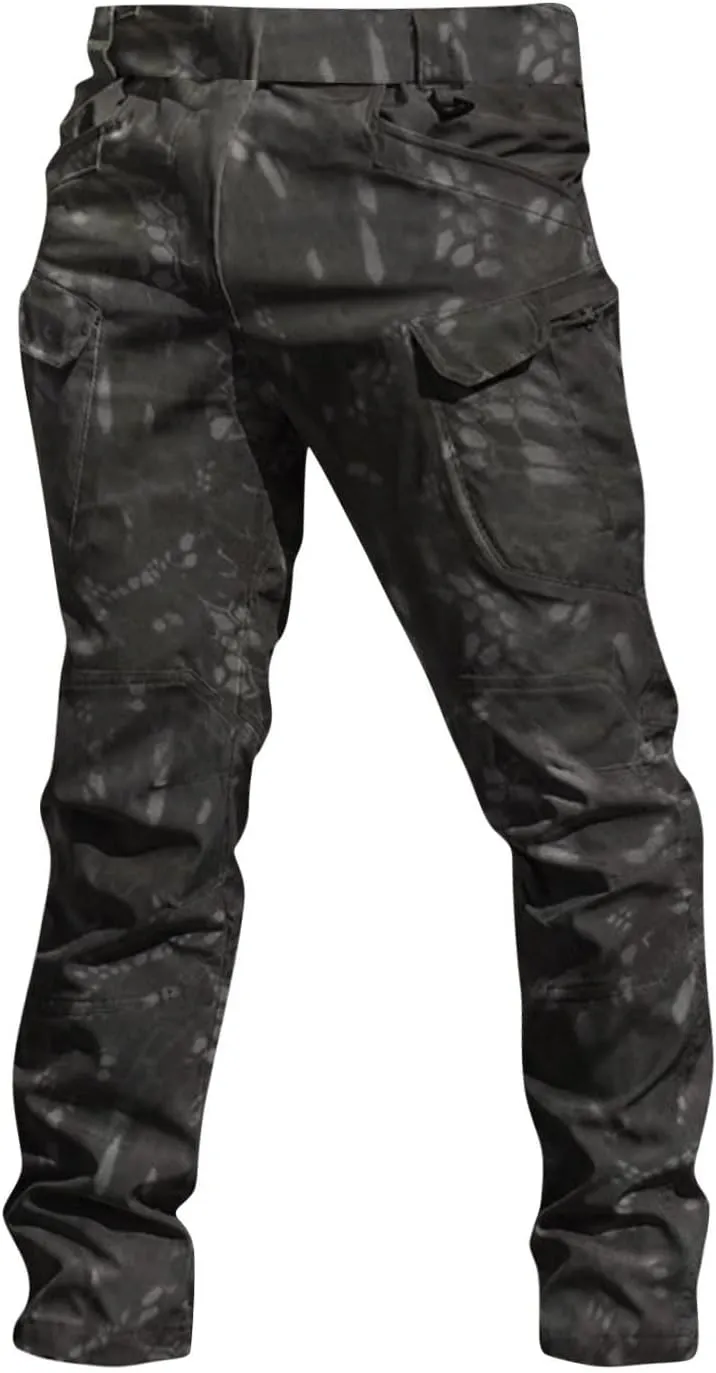 eoeioa Mens Hiking Cargo Pants Multi Pockets Ripstop Stretch Waterproof Joggers Pants Solid Outdoor Baggy Pants