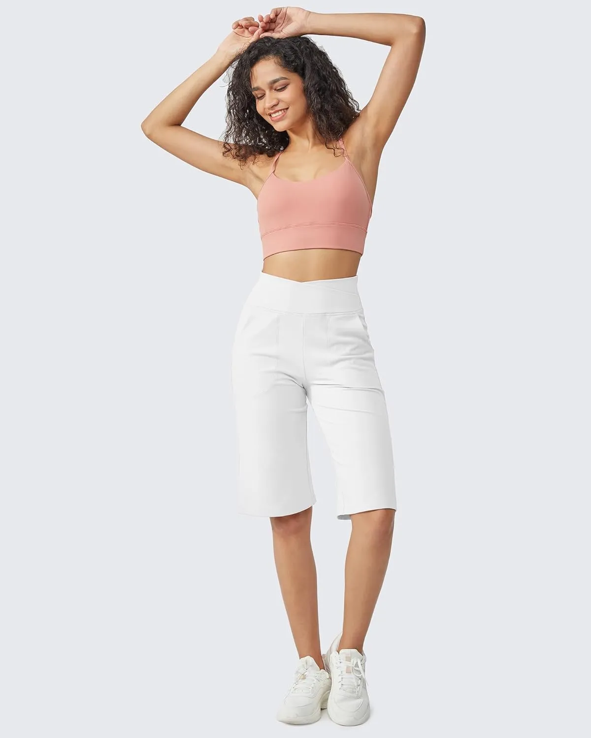 G4Free Capri Pants for Women 14" Knee Length Wide Leg Yoga Capris Dressy Casual Summer Crop Pants with Pockets