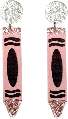 Handmade Acrylic Teach ABC 123 Letter Earrings Colorful Resin Crayon Pencil Shape Dangle Drop Earrings for Women Teachers Appreciation Day Gifts Graduation Back to School Jewelry