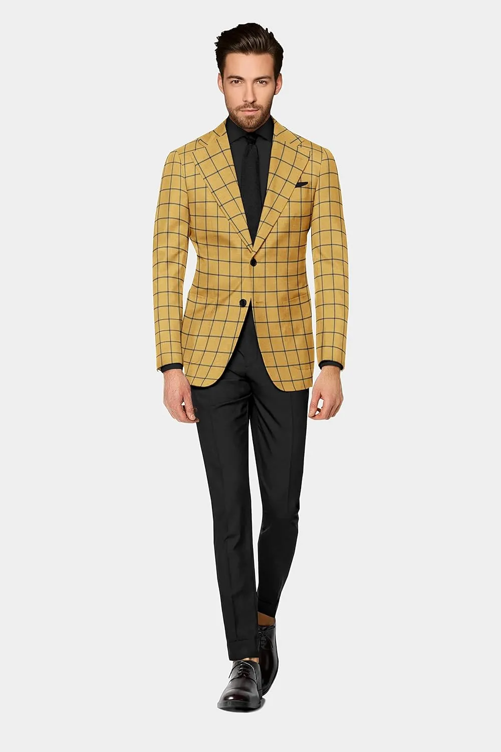 Men's Plaid Blazer Checked 2 Button Long Sleeve Regular Daily Fit Suit Jacket Business Lightweight Casual Sport Coat