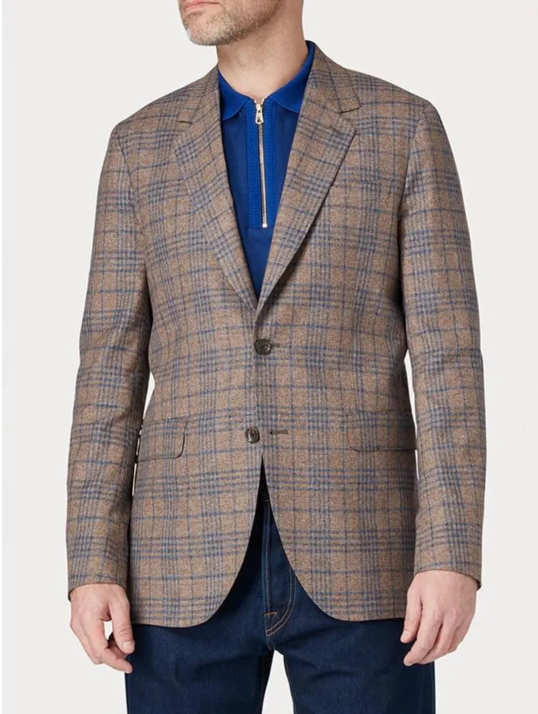 Men's Tweed Checked Blazer Casual Daily Single Breasted Button Coat