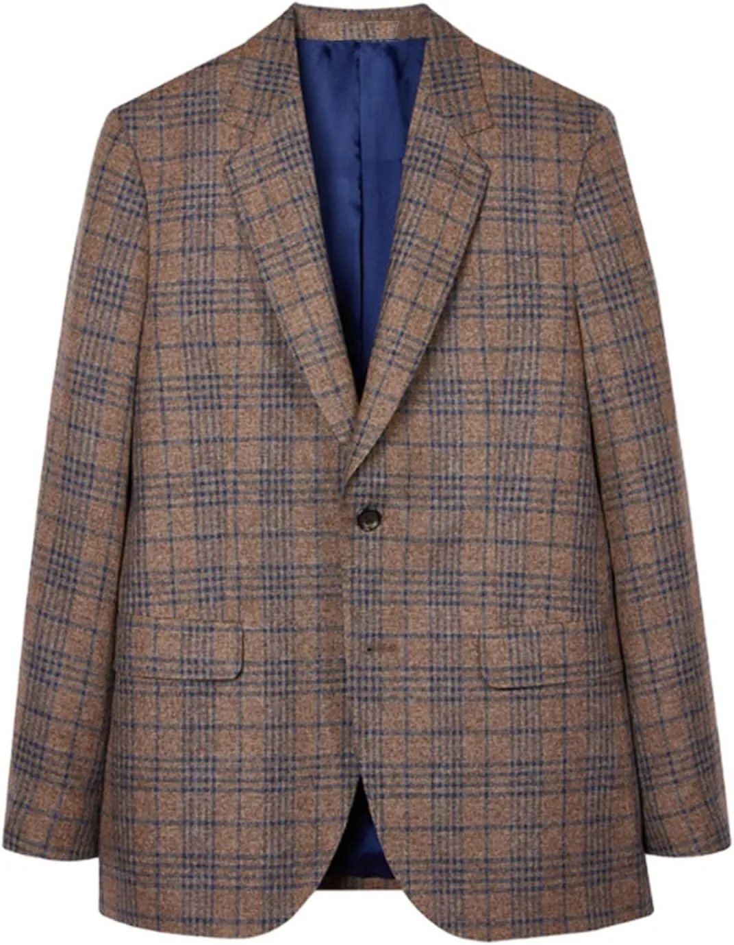 Men's Tweed Checked Blazer Casual Daily Single Breasted Button Coat