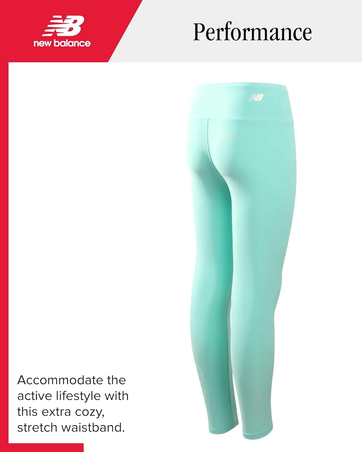 New Balance Girls' Active Leggings - Full Length Performance Yoga Pants - Athletic Workout and Dance Tights (7-16)