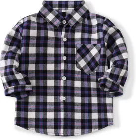 OCHENTA Little Big Boys Girls & Mens Plaid Flannel Shirt Button Down Family Matching Outfits