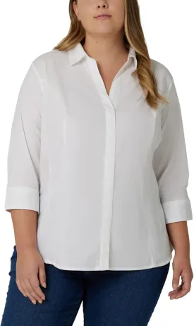 Riders by Lee Indigo Women's Plus Size Easy Care quarter Sleeve Woven Shirt