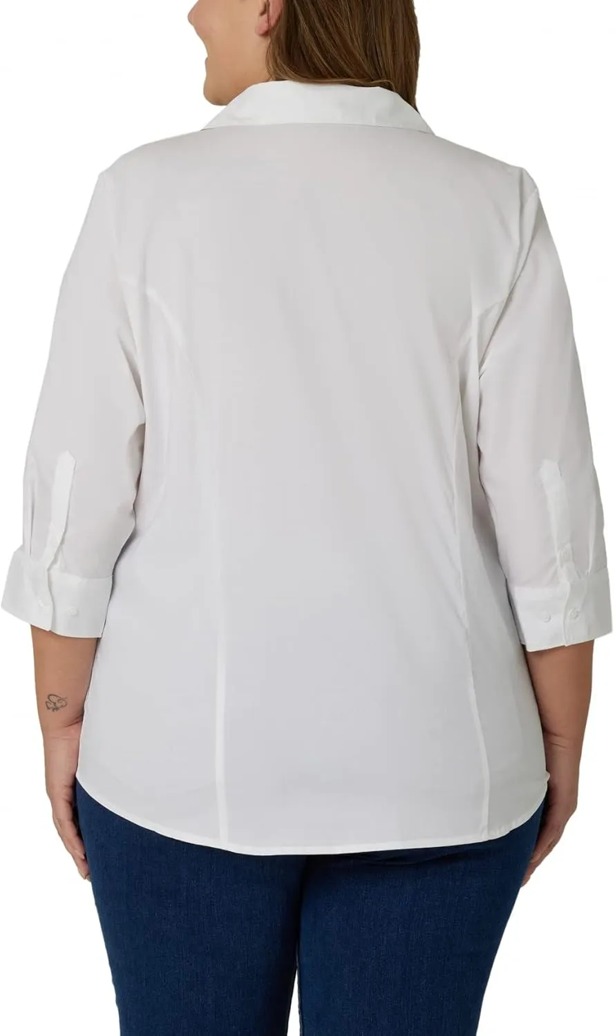 Riders by Lee Indigo Women's Plus Size Easy Care quarter Sleeve Woven Shirt