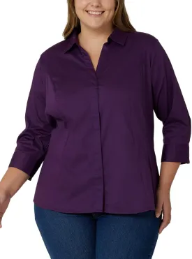 Riders by Lee Indigo Women's Plus Size Easy Care quarter Sleeve Woven Shirt