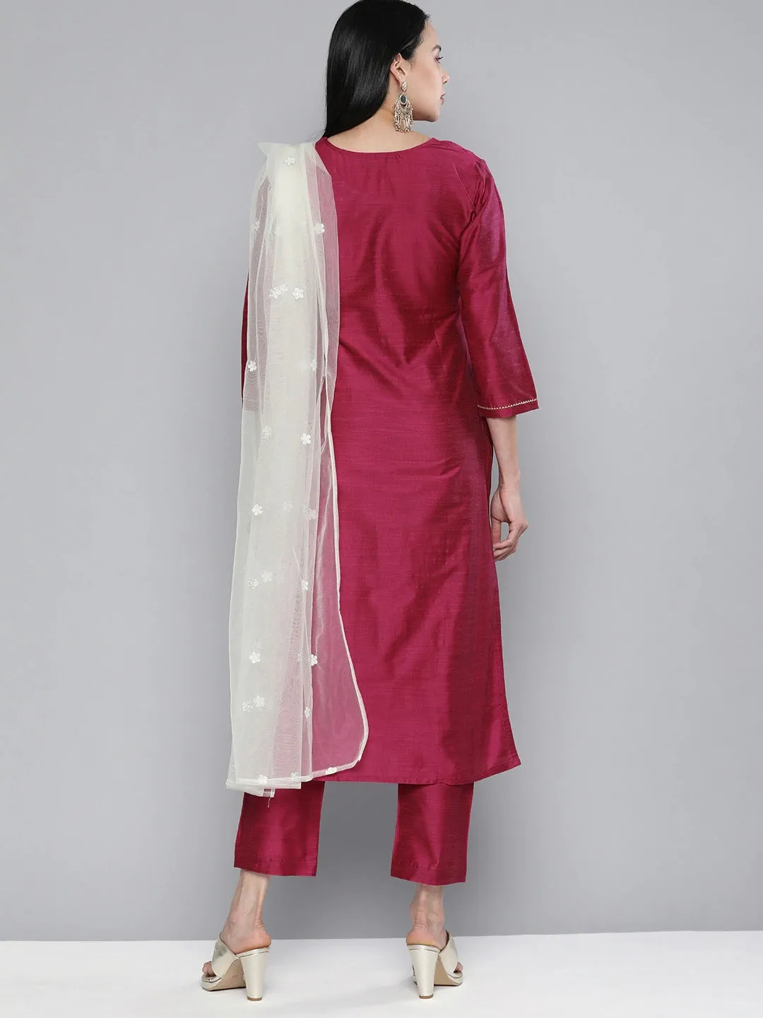 South Cotton Kurta Set With Pants and Dupatta For Women