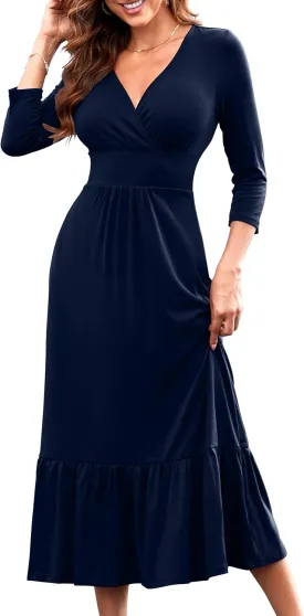 Summer Dresses for Women 2025 V Neck Sleeveless Empire Waist Maxi Dress Ruffle Hem A-Line Flowy Long Casual Dresses