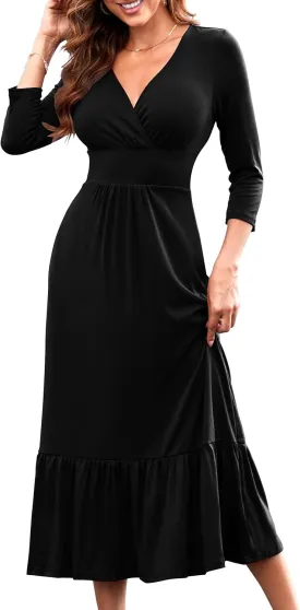 Summer Dresses for Women 2025 V Neck Sleeveless Empire Waist Maxi Dress Ruffle Hem A-Line Flowy Long Casual Dresses