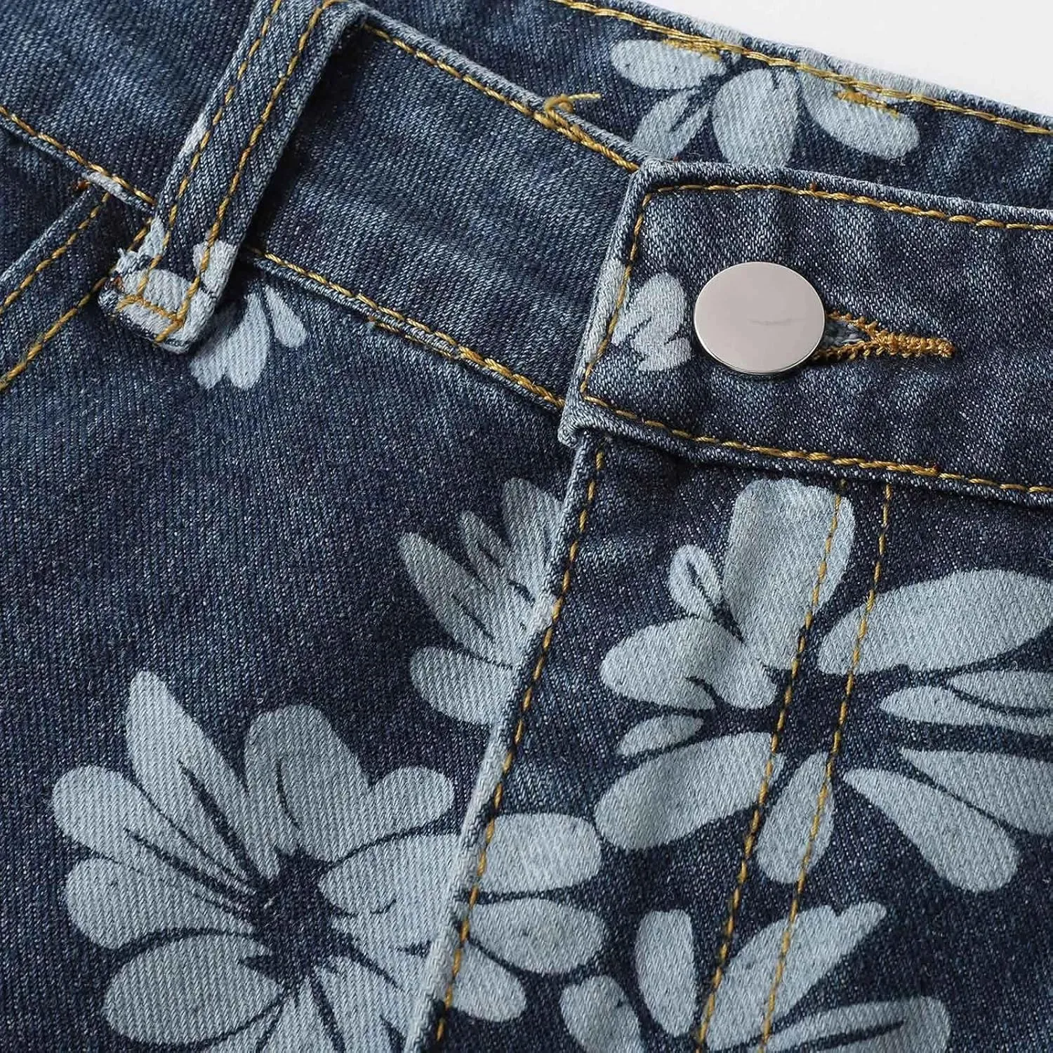 Women Barrel Y2k Jeans Baggy Wide Leg Boyfriend Floral Printed Patchwork Vintage Denim Pants 2025 Trendy