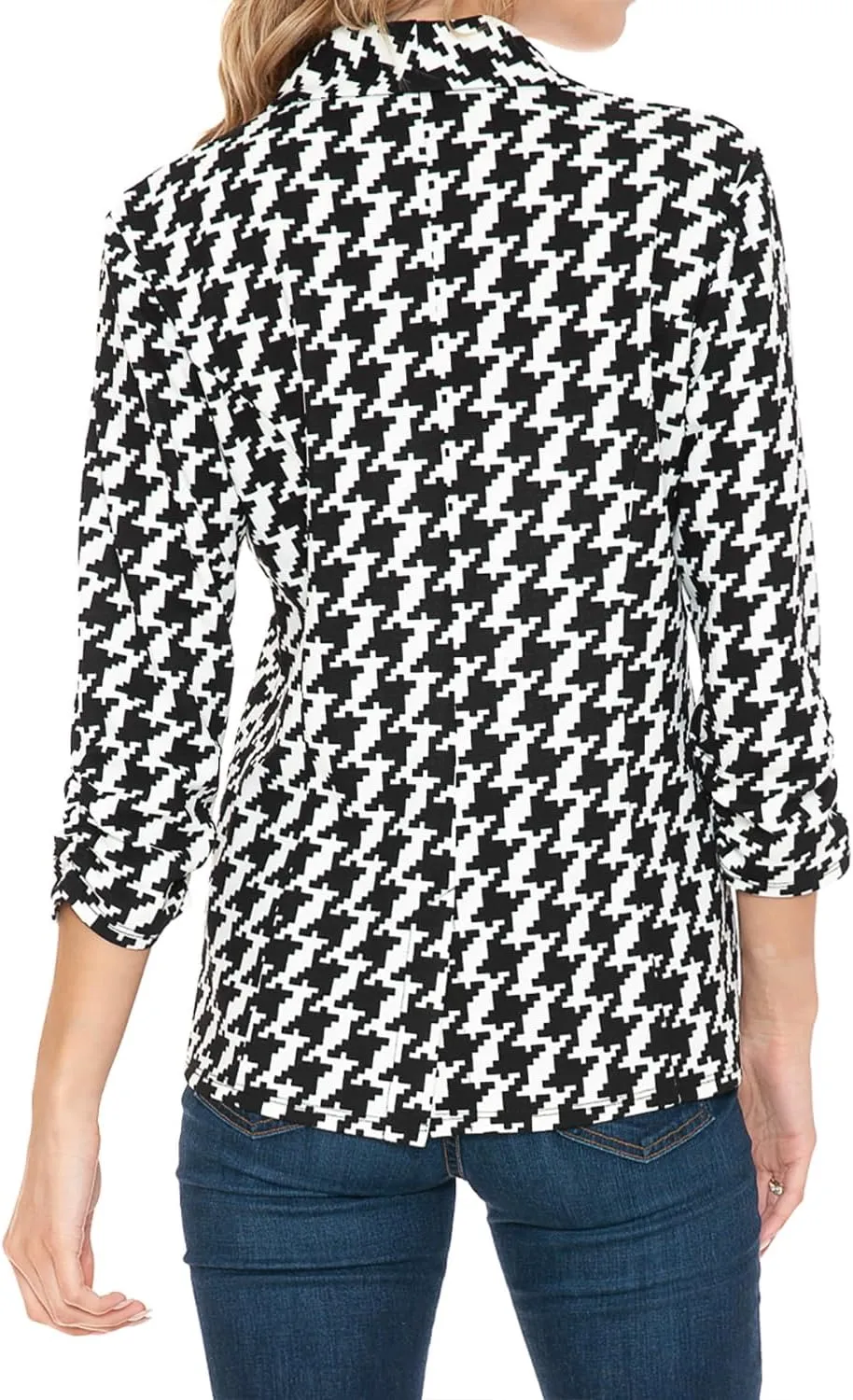 Women's 3/4 Ruched Sleeve Lightweight Work Office Blazer Jacket (S-3XL)