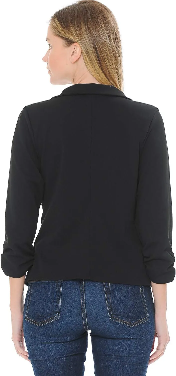 Women's 3/4 Sleeve Lightweight Casual Work Knit Blazer Jacket (S-3XL)