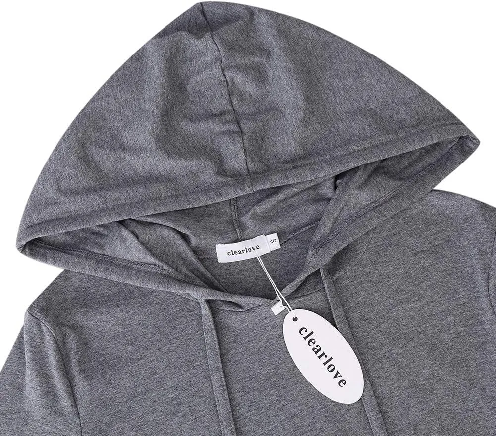 Women's Stripe Pocket Knee Length Slim Pullover Hoodie Dress