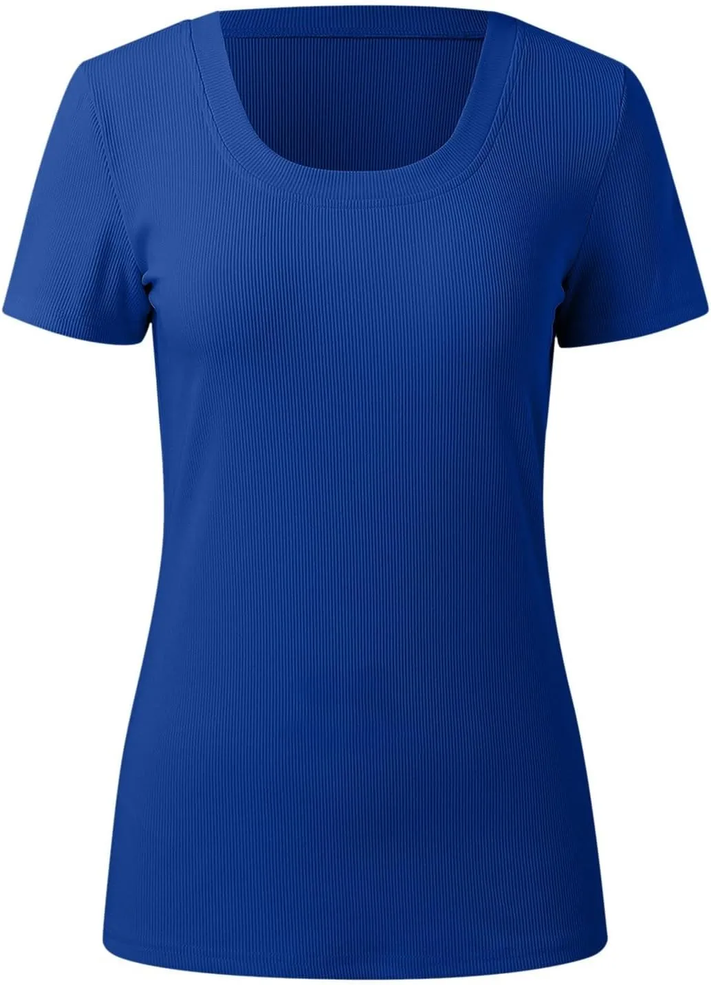 Womens Summer Short Sleeve Tops Square Neck Ribbed Slim Fitted Shirts Casual Tee Tshirt Couples Christmas Shirts