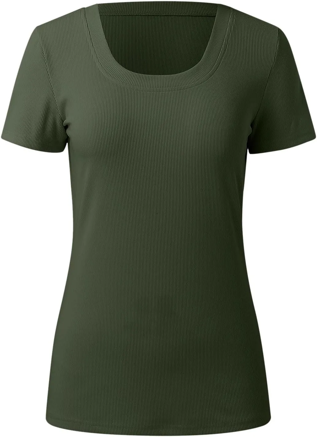Womens Summer Short Sleeve Tops Square Neck Ribbed Slim Fitted Shirts Casual Tee Tshirt Couples Christmas Shirts