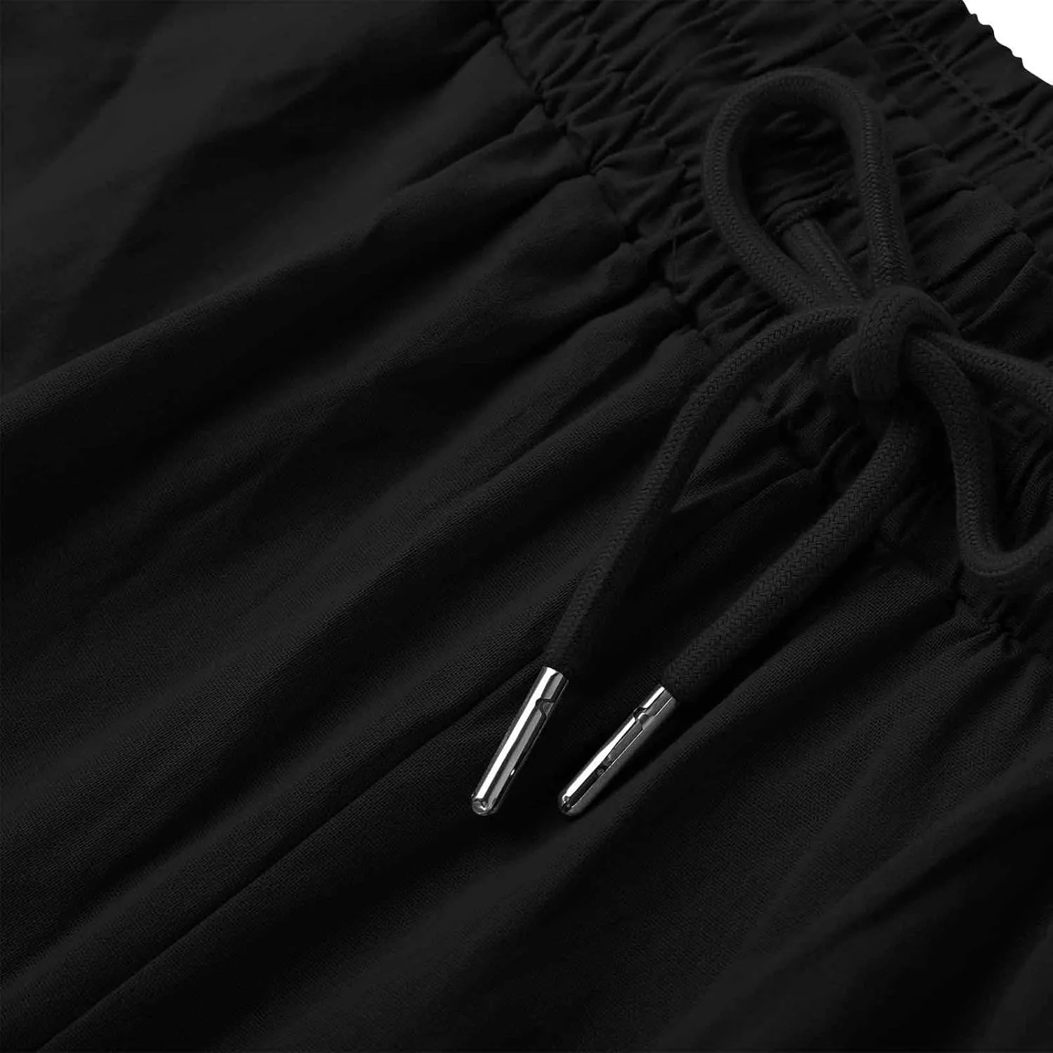 yardsong Bermuda Shorts for Women Cotton Linen Knee Length Shorts Drawstring Elastic Waist Casual Short Pants with Pockets